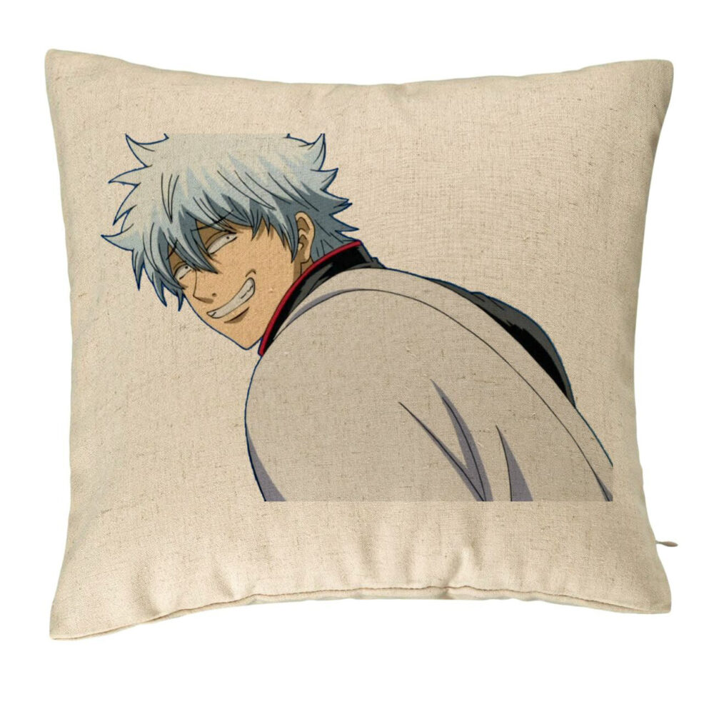 Perna Decorativa cu Gintama Gin, 40x40 cm, Bej, Husa Detasabila, Burduf 5 Perna Decorativa cu Gintama Gin