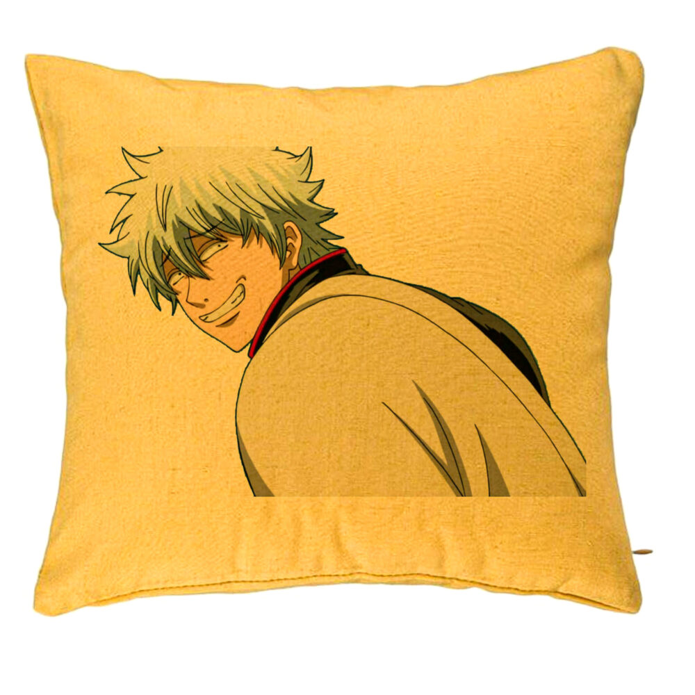 Perna Decorativa cu Gintama Gin, 40x40 cm, Galben, Husa Detasabila, Burduf 5 Perna Decorativa cu Gintama Gin