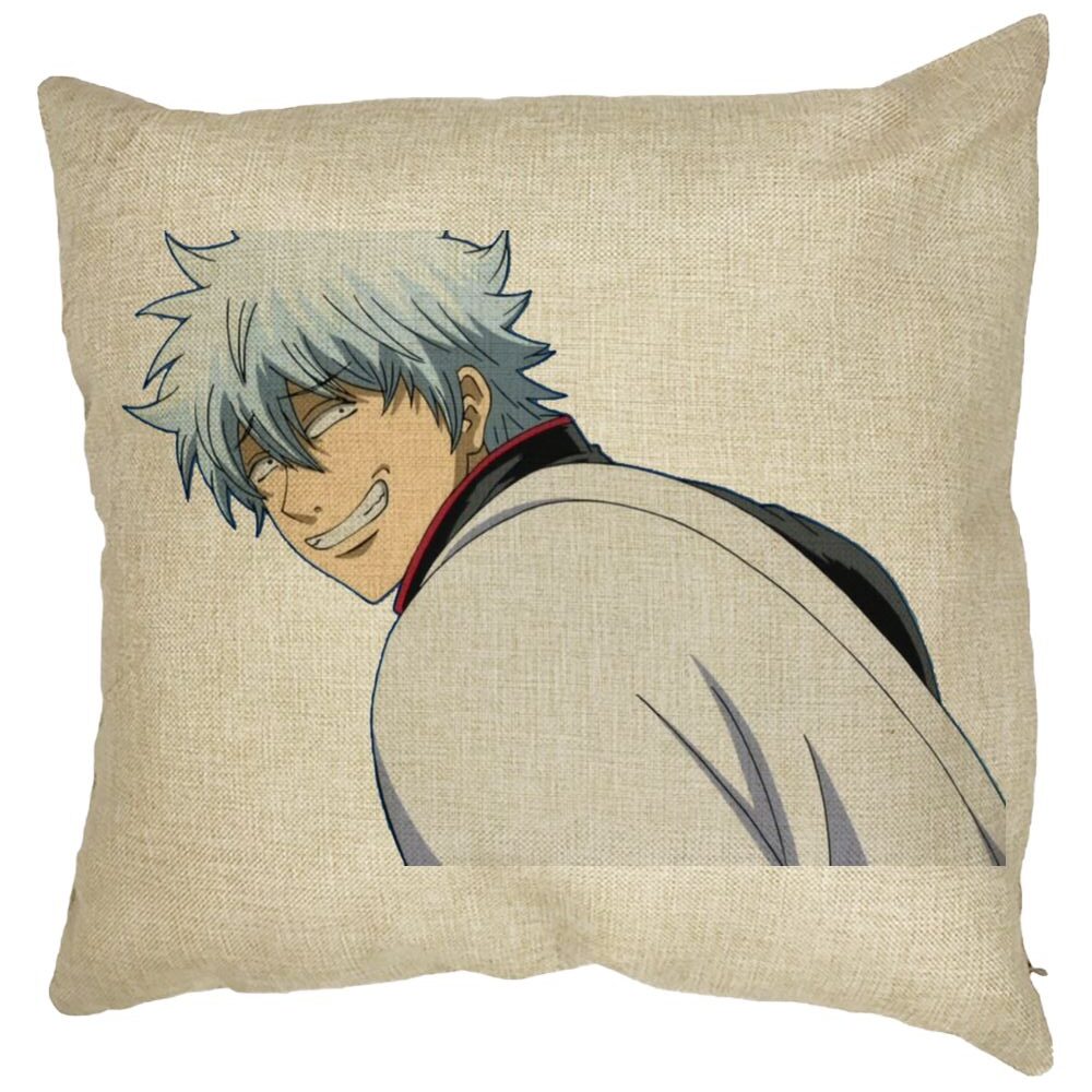 Perna Decorativa cu Gintama Gin, 40x40 cm, Husa Detasabila, Burduf 11 Perna Decorativa cu Gintama Gin