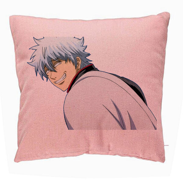 Perna Decorativa cu Gintama Gin, 40x40 cm, Roz, Husa Detasabila, Burduf 5 Perna Decorativa cu Gintama Gin