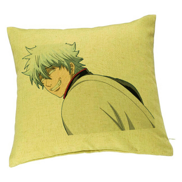 Perna Decorativa cu Gintama Gin, 40x40 cm, Verde, Husa Detasabila, Burduf 5 Perna Decorativa cu Gintama Gin