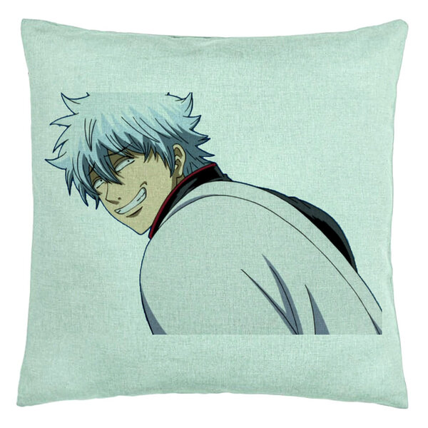Perna Decorativa cu Gintama Gin, 40x40 cm, Verde Menta, Husa Detasabila, Burduf 5 Perna Decorativa cu Gintama Gin