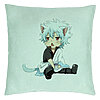 Perna Decorativa cu Gintama Gin Cat, 40x40 cm, Verde Menta, Husa Detasabila, Burduf 7 Perna Decorativa cu Gintama Gin Cat