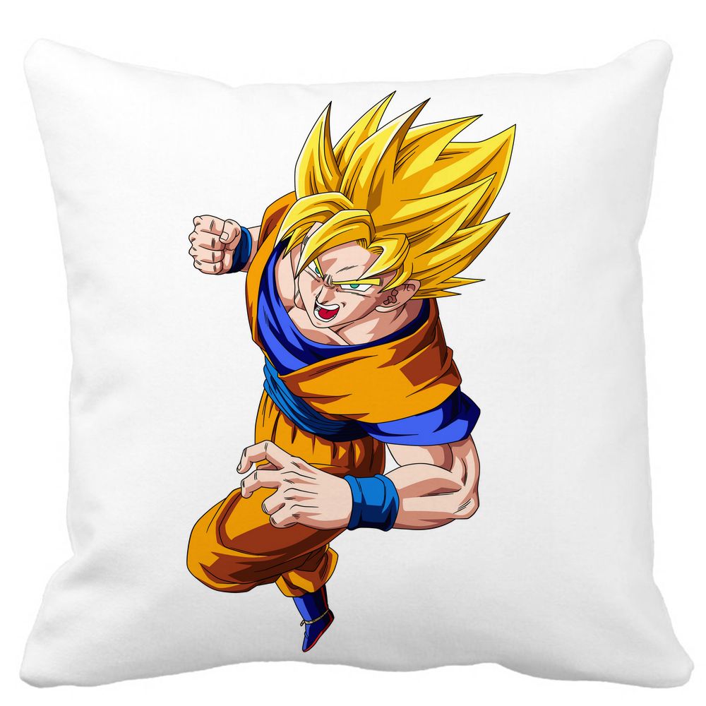 Perna Decorativa cu Goku Angry, 40x40 cm, Alba, Mata, Husa Detasabila, Burduf 3 Perna Decorativa cu Goku Angry