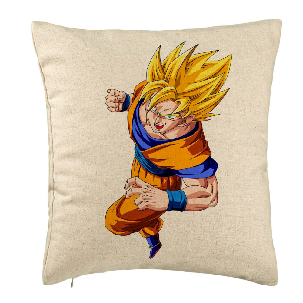 Perna Decorativa cu Goku Angry, 40x40 cm, Bej, Husa Detasabila, Burduf 5 Perna Decorativa cu Goku Angry