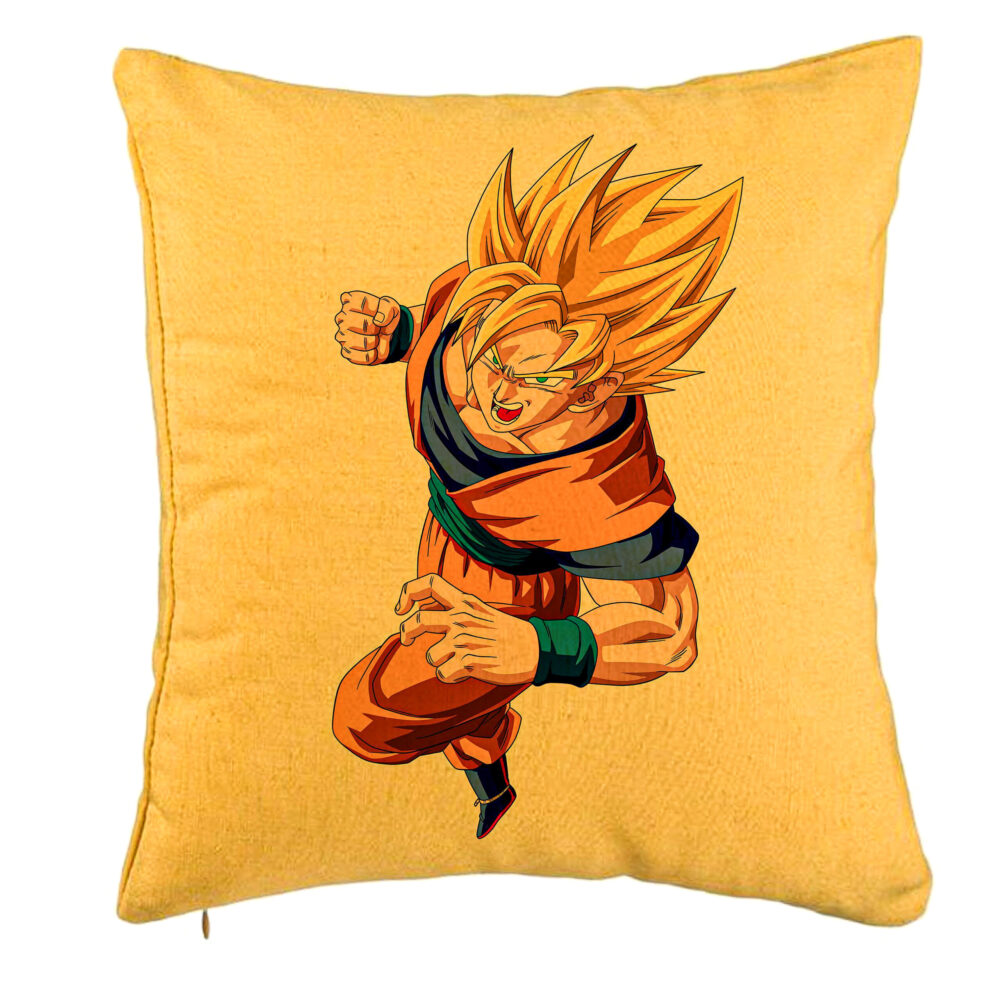 Perna Decorativa cu Goku Angry, 40x40 cm, Galben, Husa Detasabila, Burduf 5 Perna Decorativa cu Goku Angry