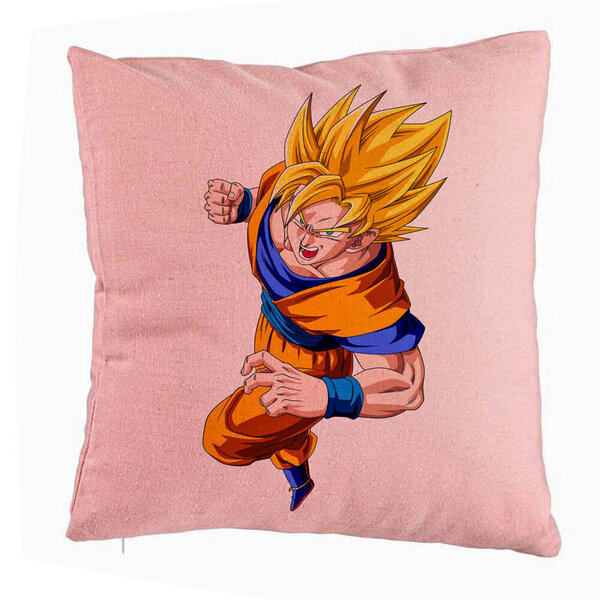 Perna Decorativa cu Goku Angry, 40x40 cm, Roz, Husa Detasabila, Burduf 5 Perna Decorativa cu Goku Angry