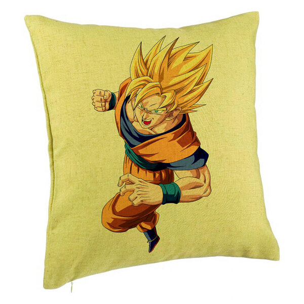 Perna Decorativa cu Goku Angry, 40x40 cm, Verde, Husa Detasabila, Burduf 5 Perna Decorativa cu Goku Angry