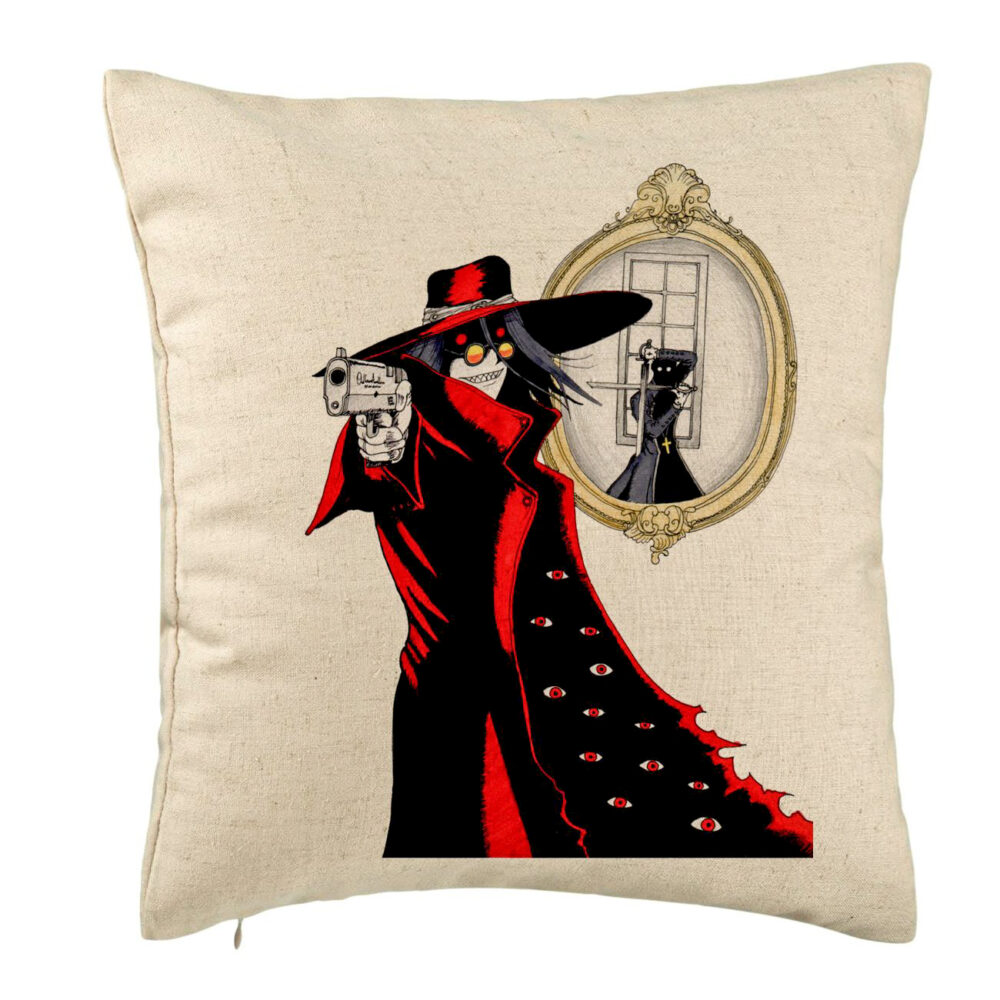 Perna Decorativa cu Hellsing, 40x40 cm, Bej, Husa Detasabila, Burduf 5 Perna Decorativa cu Hellsing