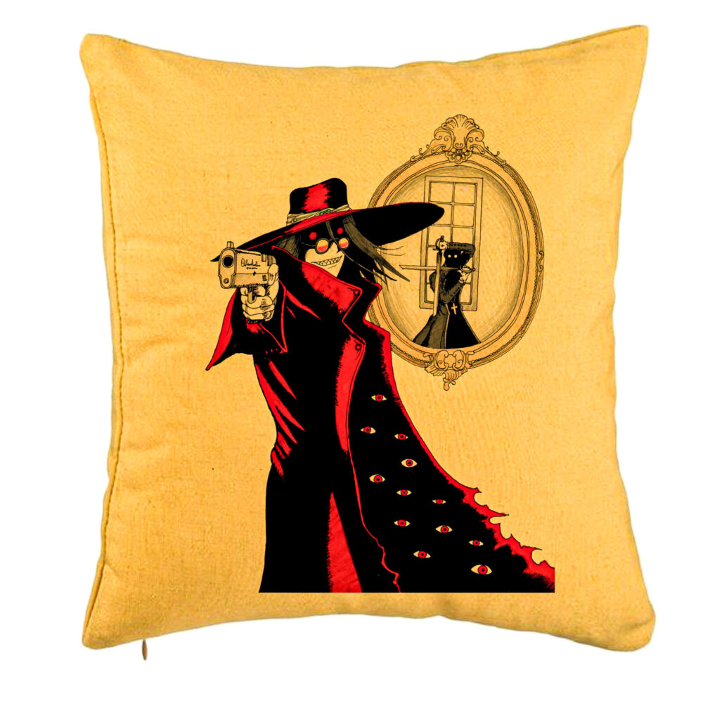 Perna Decorativa cu Hellsing, 40x40 cm, Galben, Husa Detasabila, Burduf 5 Perna Decorativa cu Hellsing