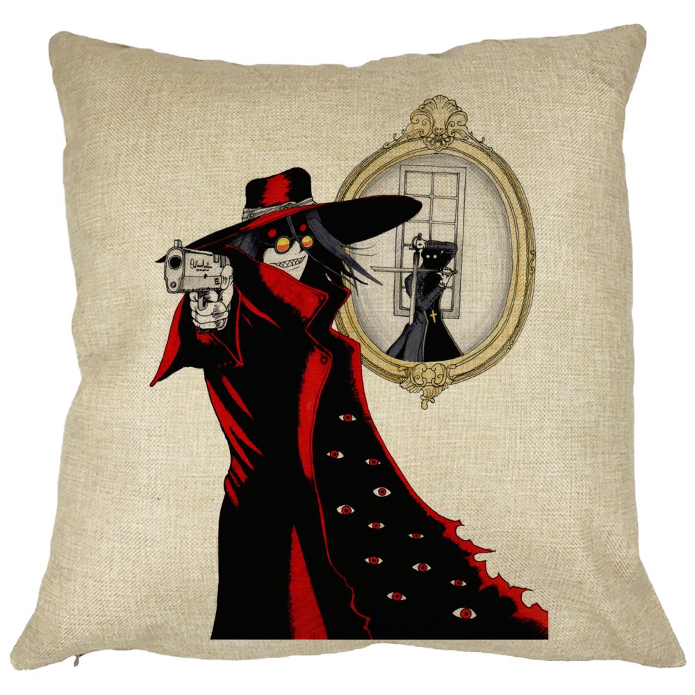 Perna Decorativa cu Hellsing, 40x40 cm, Husa Detasabila, Burduf 11 Perna Decorativa cu Hellsing