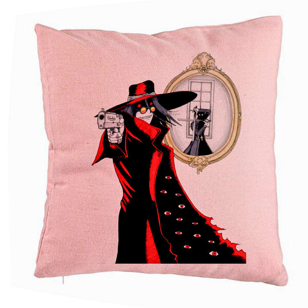 Perna Decorativa cu Hellsing, 40x40 cm, Roz, Husa Detasabila, Burduf 5 Perna Decorativa cu Hellsing
