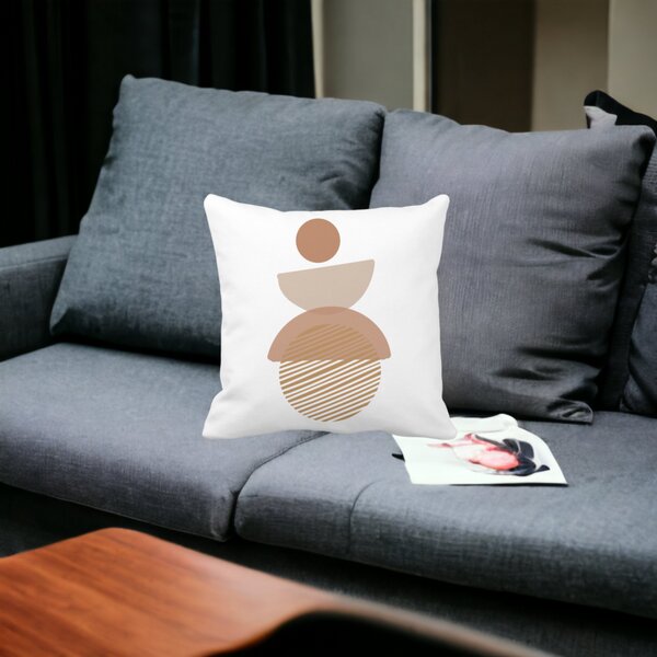 Perna Decorativa cu ModeI Abstract Creativ 1,40x40 cm, Alba, Mata, Husa Detasabila, Burduf 17 Alba