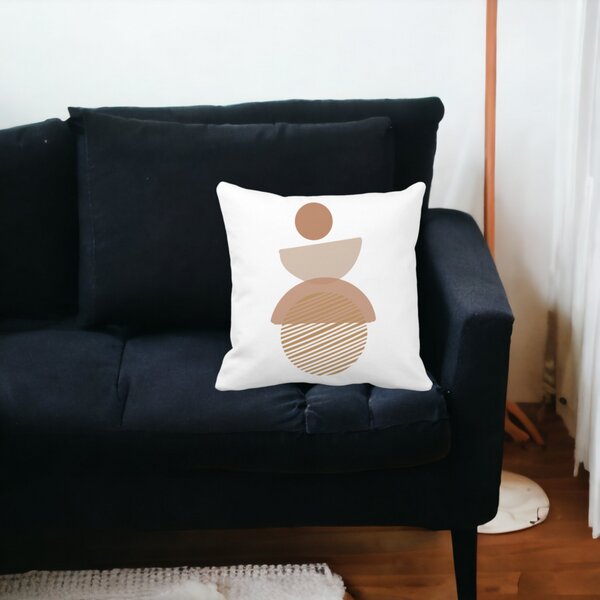 Perna Decorativa cu ModeI Abstract Creativ 1,40x40 cm, Alba, Mata, Husa Detasabila, Burduf 20 Burduf