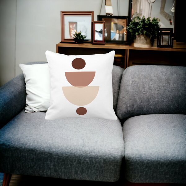 Perna Decorativa cu Model Abstract Creativ 2,40x40 cm, Alba, Mata, Husa Detasabila, Burduf 15 Alba