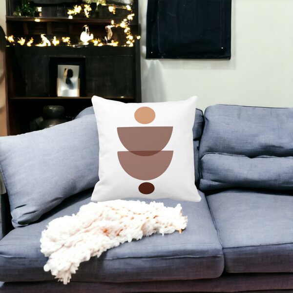 Perna Decorativa cu Model Abstract Creativ 3,40x40 cm, Alba, Mata, Husa Detasabila, Burduf 18 Burduf