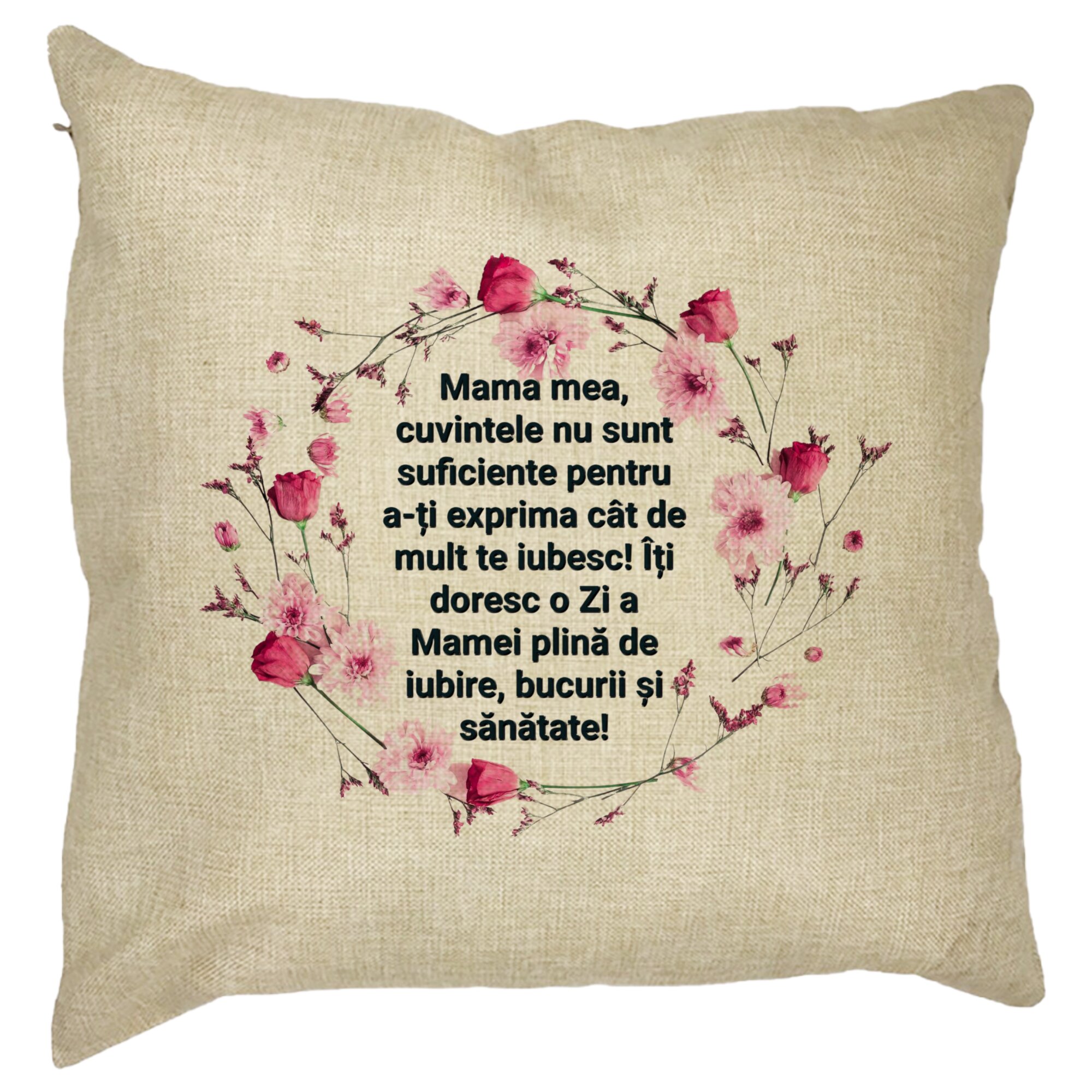 Perna Decorativa cu Model pentru Mama cu text 40x40 cm, Husa Detasabila, Burduf 11 Perna Decorativa cu Model pentru Mama cu text 40x40 cm