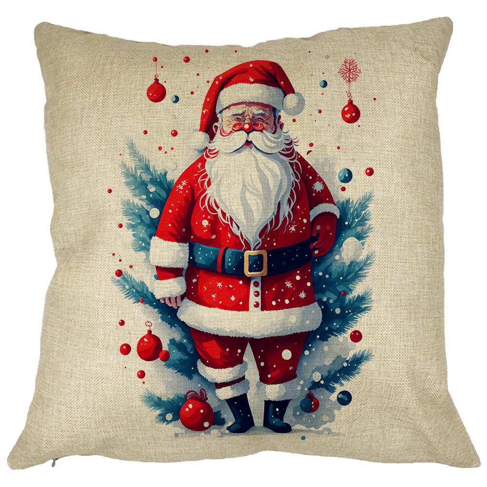 Perna Decorativa cu Mos Craciun 2, 40x40 cm, Husa Detasabila, Burduf 11 Perna Decorativa cu Mos Craciun 2