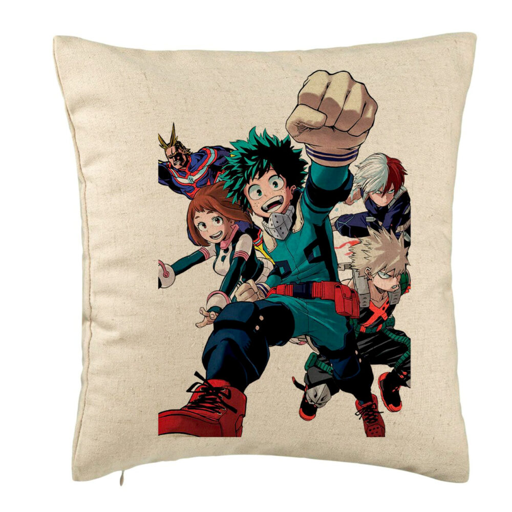 Perna Decorativa cu My Hero Academia Characters 2, 40x40 cm, Bej, Husa Detasabila, Burduf 5 Perna Decorativa cu My Hero Academia Characters 2