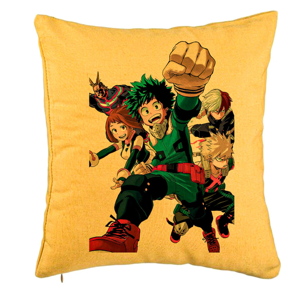 Perna Decorativa cu My Hero Academia Characters 2, 40x40 cm, Galben, Husa Detasabila, Burduf 5 Perna Decorativa cu My Hero Academia Characters 2