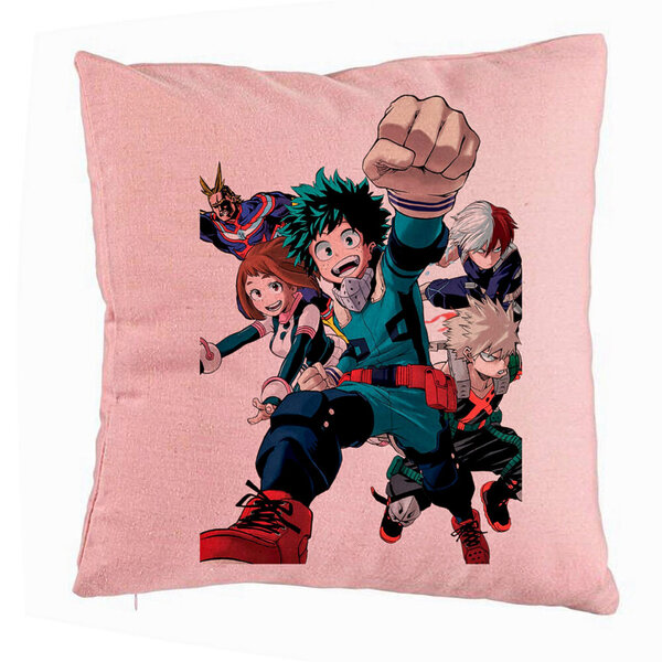 Perna Decorativa cu My Hero Academia Characters 2, 40x40 cm, Roz, Husa Detasabila, Burduf 5 Perna Decorativa cu My Hero Academia Characters 2