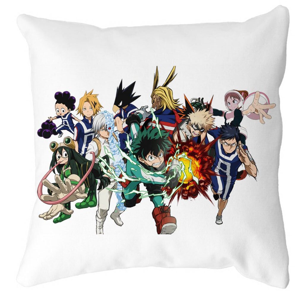 Perna Decorativa cu My Hero Academia Characters, 40x40 cm, Alba, Mata, Husa Detasabila, Burduf 3 Perna Decorativa cu My Hero Academia Characters