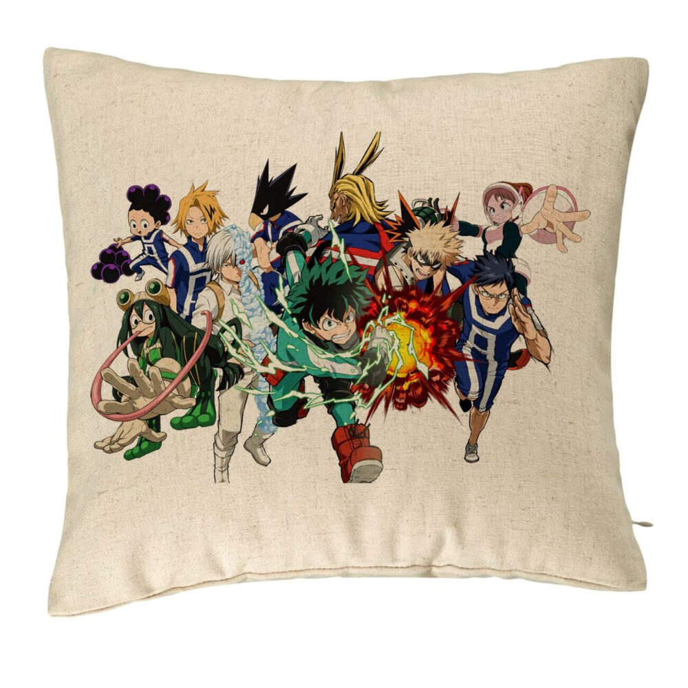 Perna Decorativa cu My Hero Academia Characters, 40x40 cm, Bej, Husa Detasabila, Burduf 5 Perna Decorativa cu My Hero Academia Characters