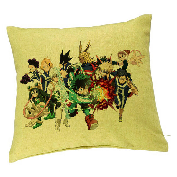 Perna Decorativa cu My Hero Academia Characters, 40x40 cm, Verde, Husa Detasabila, Burduf 5 Perna Decorativa cu My Hero Academia Characters