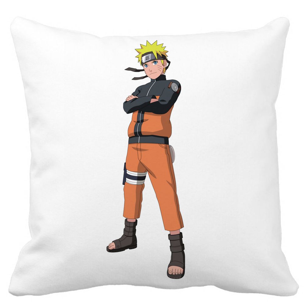 Perna Decorativa cu Naruto, 40x40 cm, Alba, Mata, Husa Detasabila, Burduf 3 Perna Decorativa cu Naruto