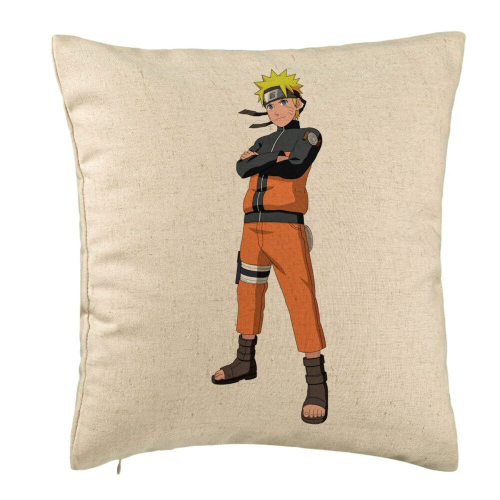 Perna Decorativa cu Naruto, 40x40 cm, Bej, Husa Detasabila, Burduf 5 Perna Decorativa cu Naruto