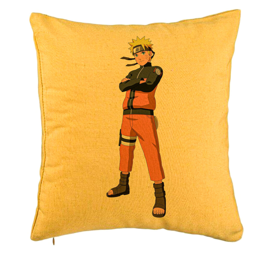 Perna Decorativa cu Naruto, 40x40 cm, Galben, Husa Detasabila, Burduf 5 Perna Decorativa cu Naruto