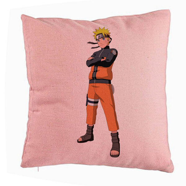 Perna Decorativa cu Naruto, 40x40 cm, Roz, Husa Detasabila, Burduf 5 Perna Decorativa cu Naruto