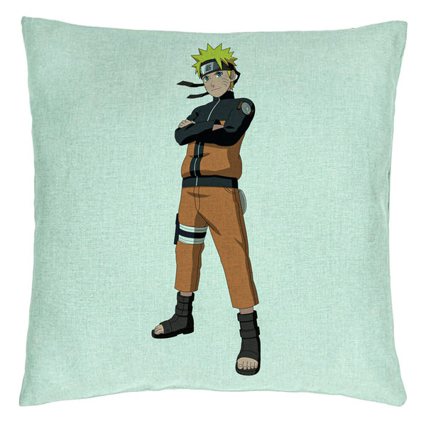 Perna Decorativa cu Naruto, 40x40 cm, Verde Menta, Husa Detasabila, Burduf 5 Perna Decorativa cu Naruto