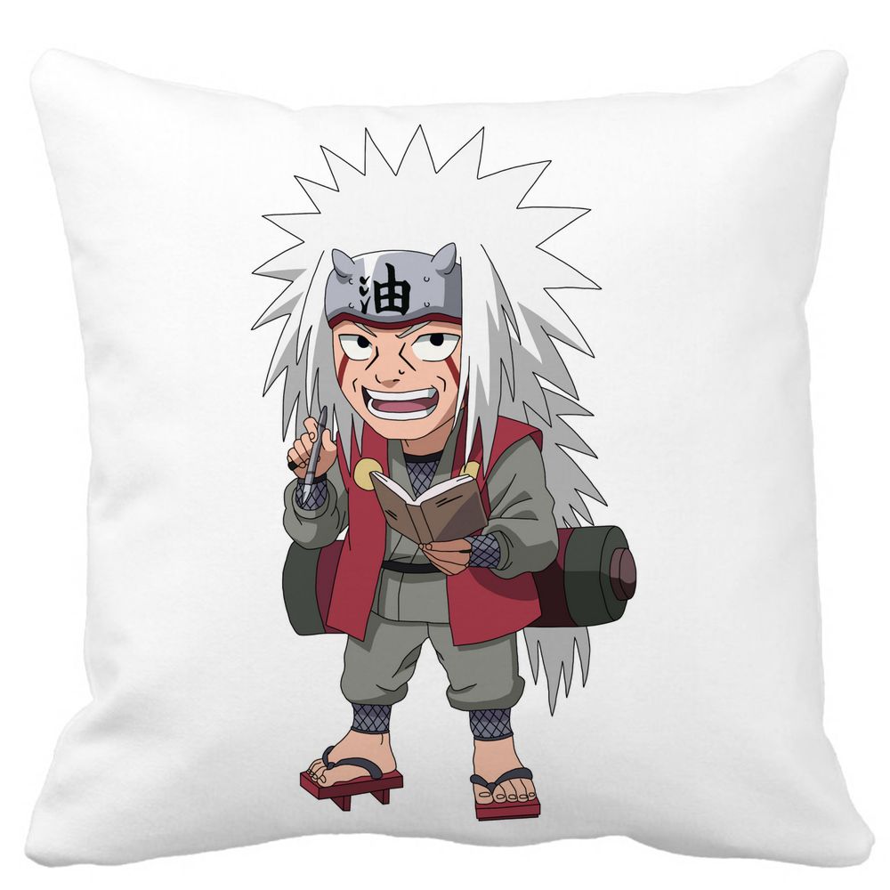 Perna Decorativa cu Naruto Jiraiya, 40x40 cm, Alba, Mata, Husa Detasabila, Burduf 3 Perna Decorativa cu Naruto Jiraiya