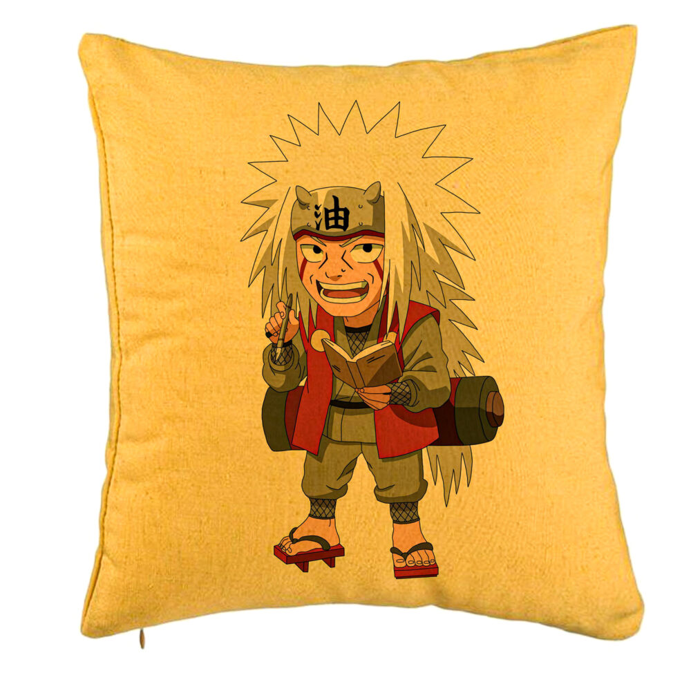 Perna Decorativa cu Naruto Jiraiya, 40x40 cm, Galben, Husa Detasabila, Burduf 5 Perna Decorativa cu Naruto Jiraiya