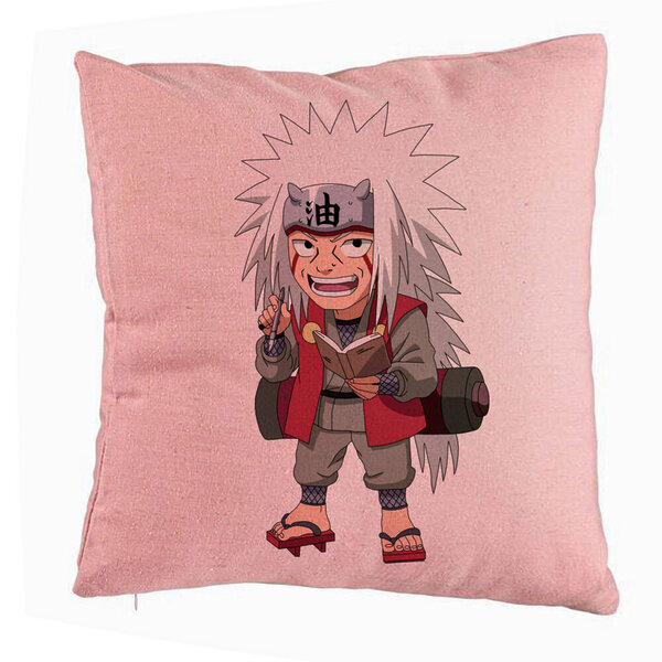 Perna Decorativa cu Naruto Jiraiya, 40x40 cm, Roz, Husa Detasabila, Burduf 5 Perna Decorativa cu Naruto Jiraiya