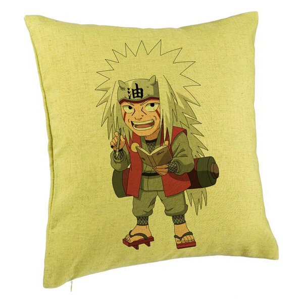 Perna Decorativa cu Naruto Jiraiya, 40x40 cm, Verde, Husa Detasabila, Burduf 5 Perna Decorativa cu Naruto Jiraiya