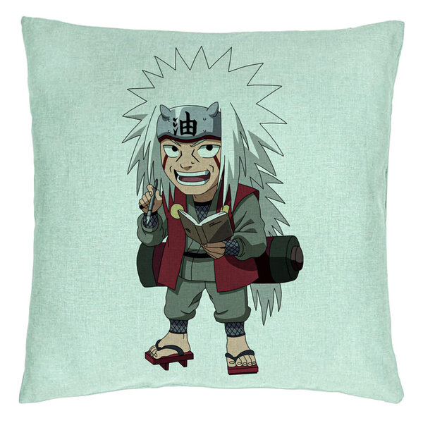 Perna Decorativa cu Naruto Jiraiya, 40x40 cm, Verde Menta, Husa Detasabila, Burduf 5 Perna Decorativa cu Naruto Jiraiya