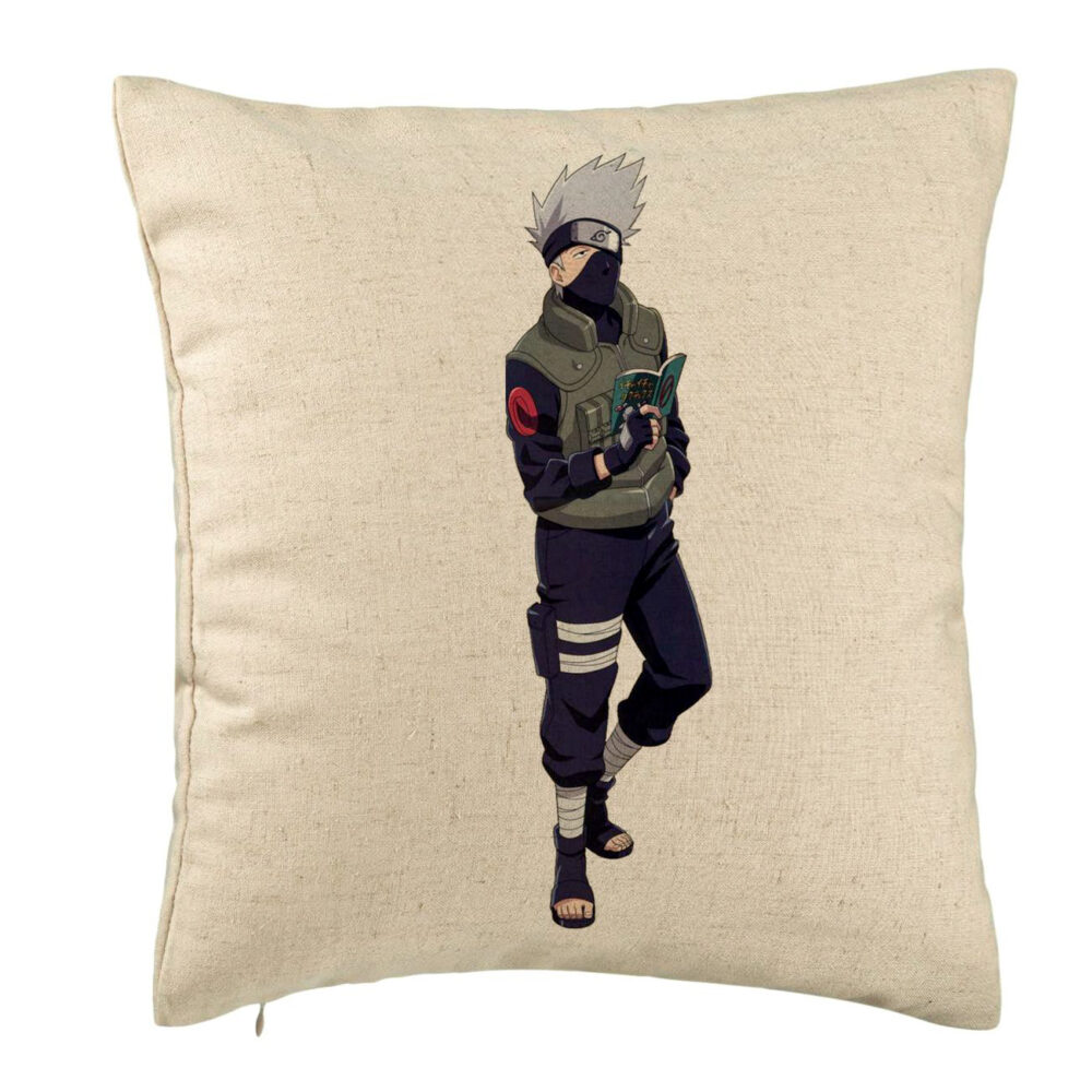 Perna Decorativa cu Naruto Kakashi, 40x40 cm, Bej, Husa Detasabila, Burduf 5 Perna Decorativa cu Naruto Kakashi