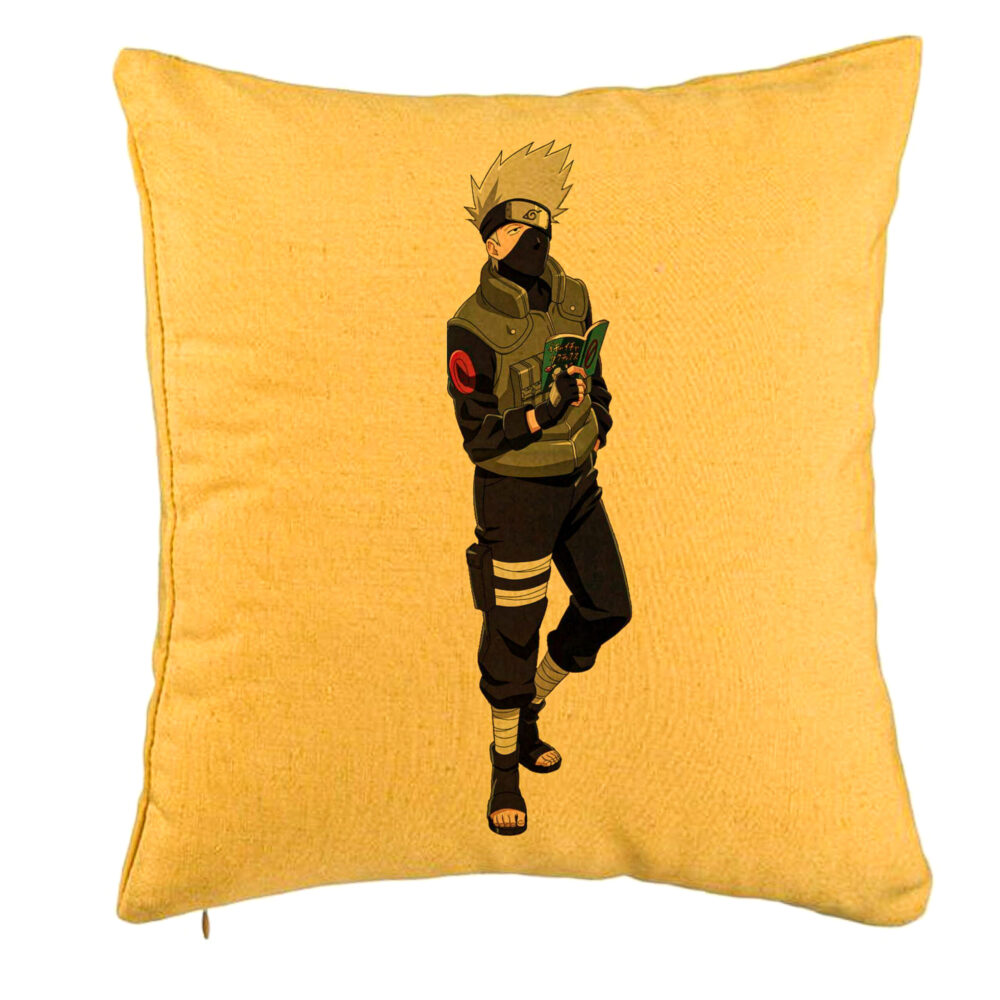 Perna Decorativa cu Naruto Kakashi, 40x40 cm, Galben, Husa Detasabila, Burduf 5 Perna Decorativa cu Naruto Kakashi