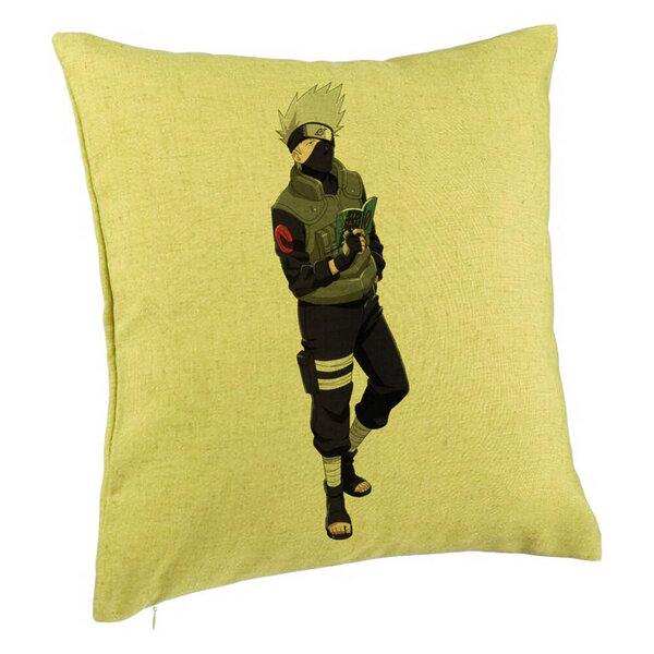 Perna Decorativa cu Naruto Kakashi, 40x40 cm, Verde, Husa Detasabila, Burduf 5 Perna Decorativa cu Naruto Kakashi