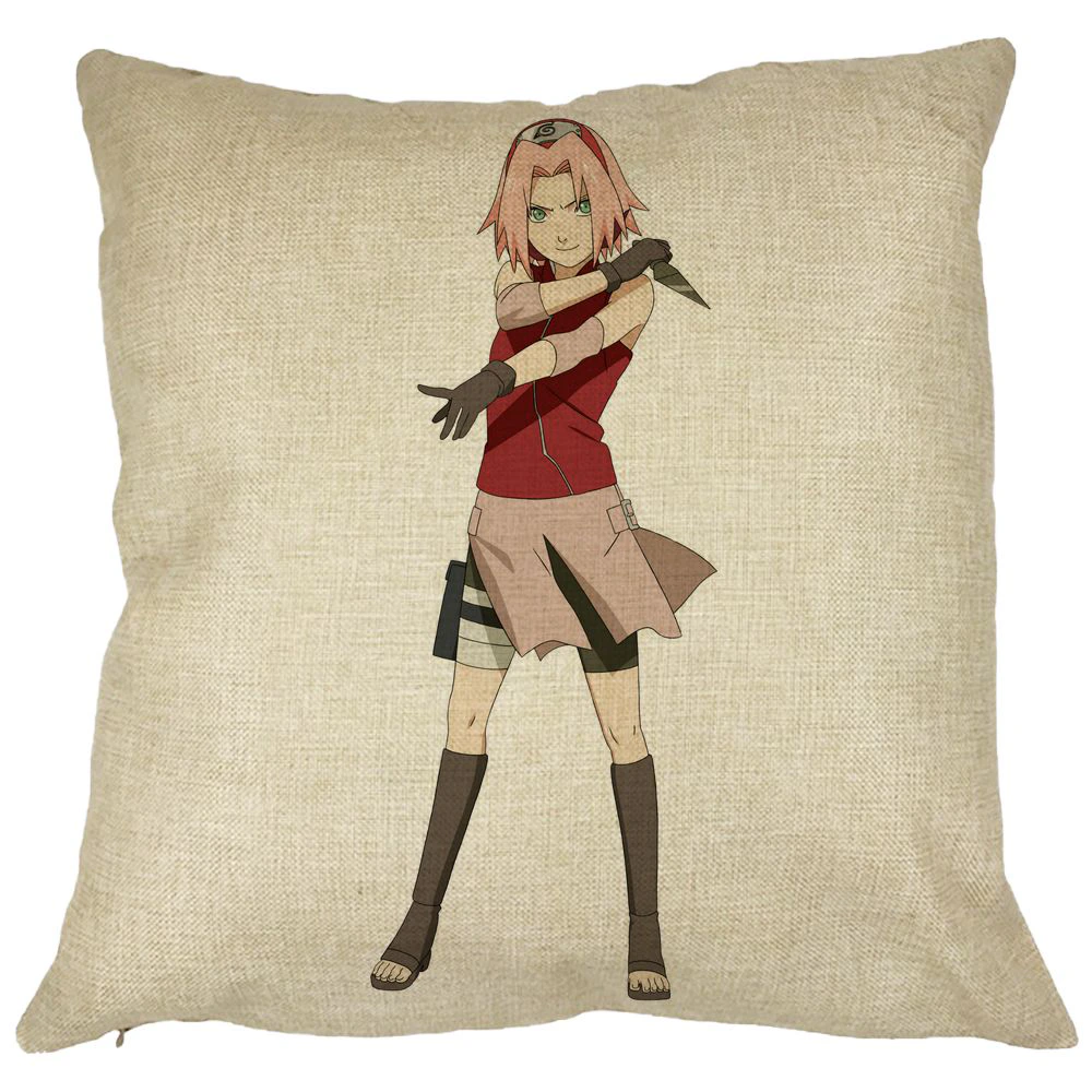 Perna Decorativa cu Naruto Sakura, 40x40 cm, Husa Detasabila, Burduf 11 Perna Decorativa cu Naruto Sakura