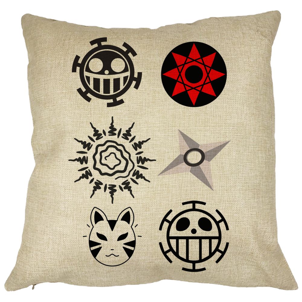 Perna Decorativa cu Naruto symbols, 40x40 cm, Husa Detasabila, Burduf 11 Perna Decorativa cu Naruto symbols