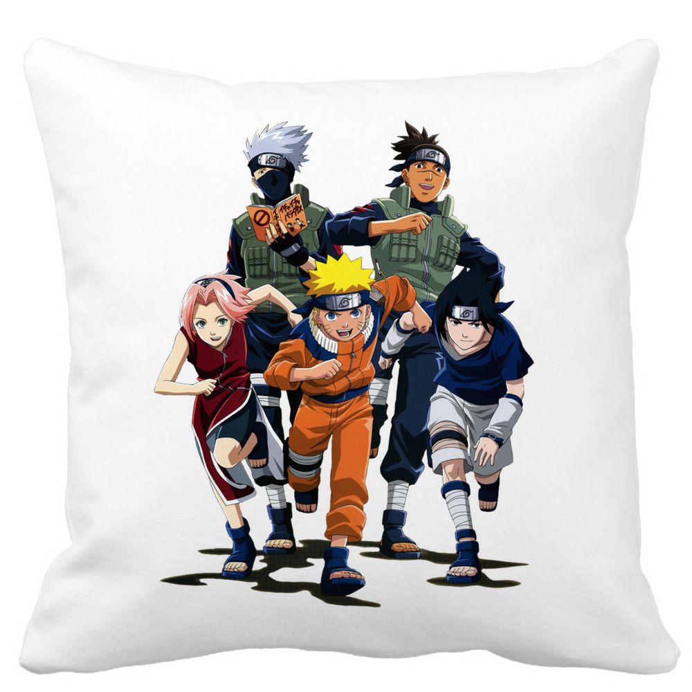 Perna Decorativa cu Naruto team, 40x40 cm, Alba, Mata, Husa Detasabila, Burduf 3 Perna Decorativa cu Naruto team