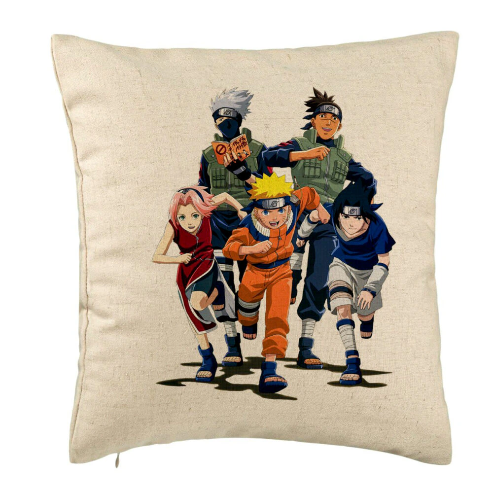 Perna Decorativa cu Naruto team, 40x40 cm, Bej, Husa Detasabila, Burduf 5 Perna Decorativa cu Naruto team