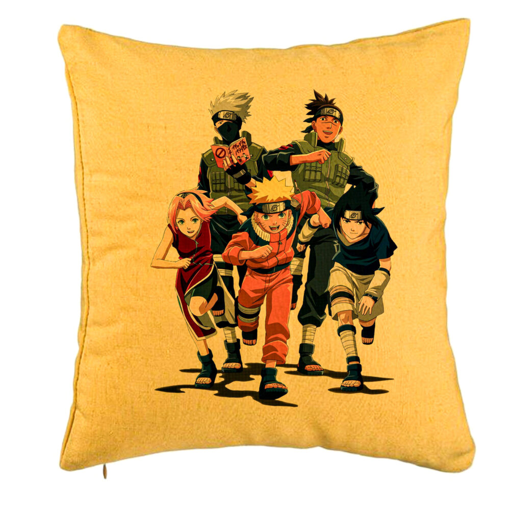 Perna Decorativa cu Naruto team, 40x40 cm, Galben, Husa Detasabila, Burduf 5 Perna Decorativa cu Naruto team