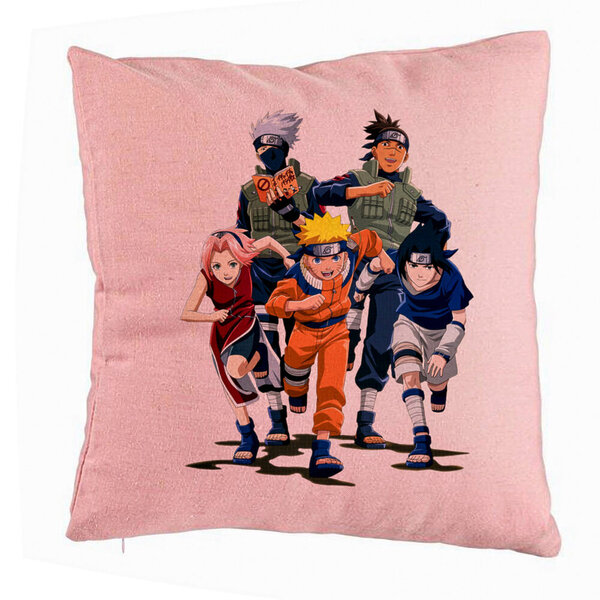 Perna Decorativa cu Naruto team, 40x40 cm, Roz, Husa Detasabila, Burduf 5 Perna Decorativa cu Naruto team