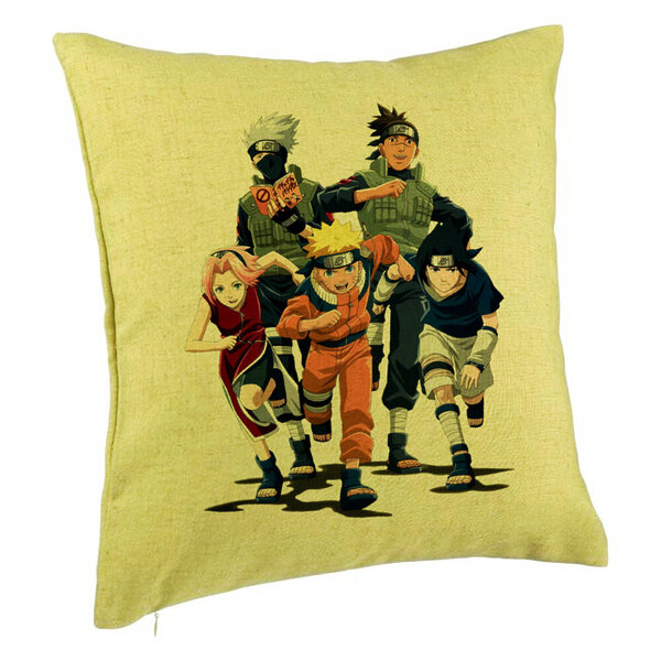 Perna Decorativa cu Naruto team, 40x40 cm, Verde, Husa Detasabila, Burduf 5 Perna Decorativa cu Naruto team
