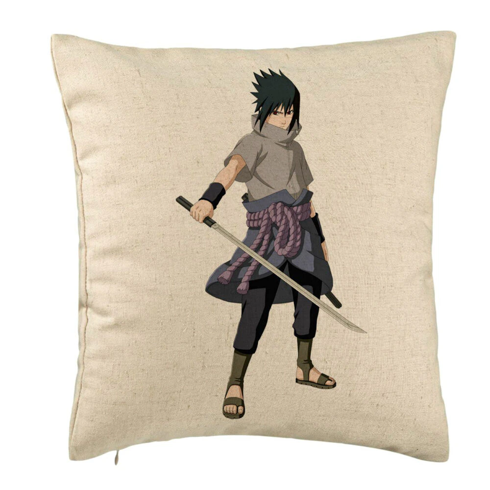 Perna Decorativa cu Nsruto Sasuke, 40x40 cm, Bej, Husa Detasabila, Burduf 5 Perna Decorativa cu Nsruto Sasuke
