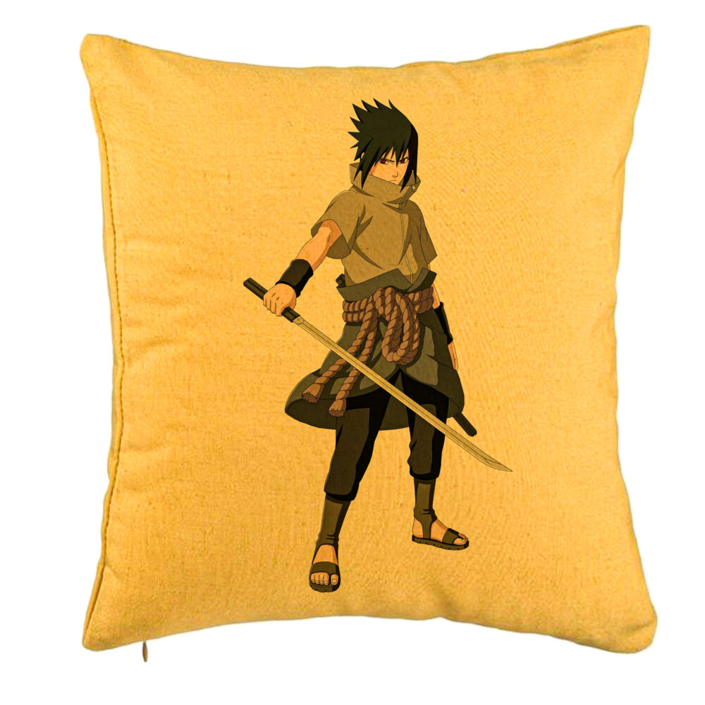 Perna Decorativa cu Nsruto Sasuke, 40x40 cm, Galben, Husa Detasabila, Burduf 5 Perna Decorativa cu Nsruto Sasuke